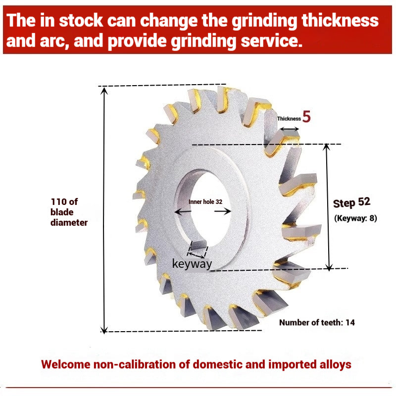 1057-Alloy three-face milling cutter can be customized tungsten steel 63 80 100 125 YW2 steel parts milling slot welding disk cutter Shandong Denso Pricision Tools Co.,Ltd.